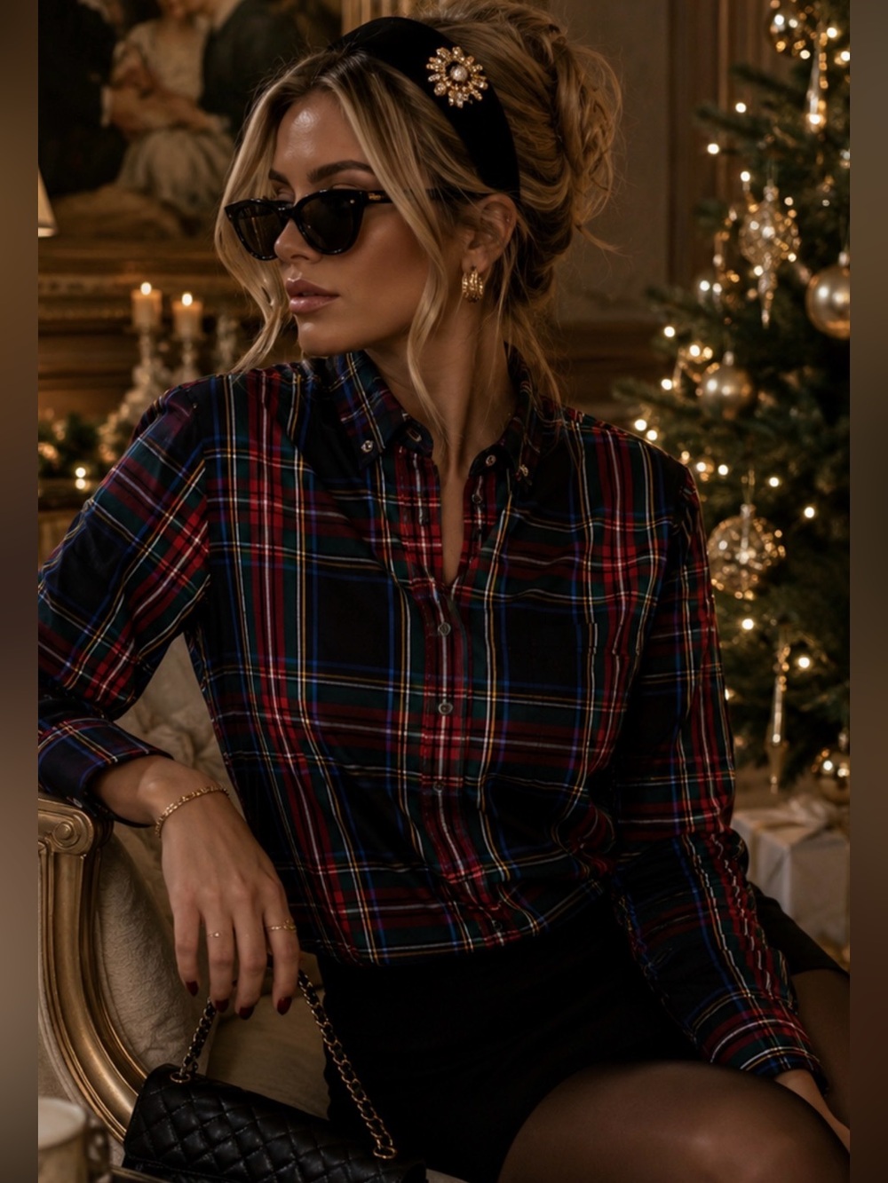 J. Crew Embellished women’s sold out  Multicolor Plaid Shirt size 2